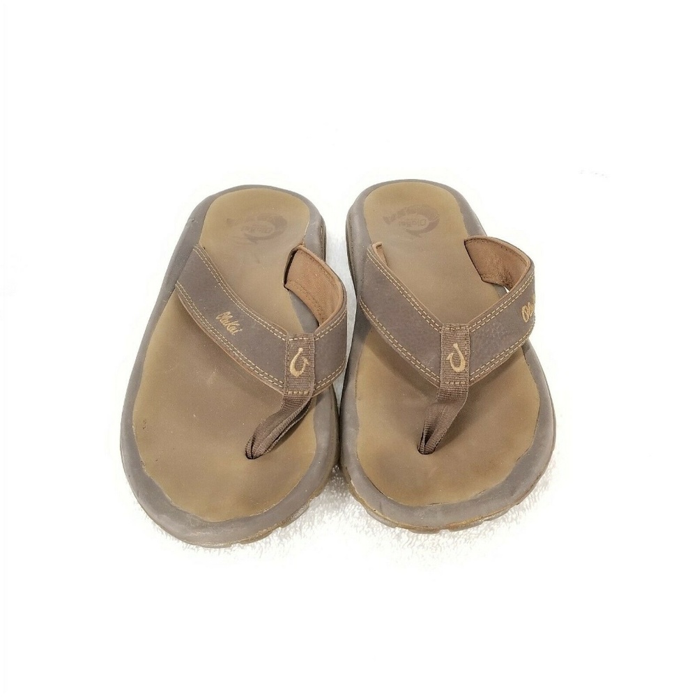B34 OLUKAI OHANA MEN’S FLIP FLOP SANDALS BROWN 7.5